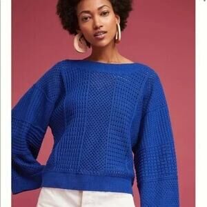 Anthropologie Moth Reese Kimono Blue Boatneck Sweater Womens Small